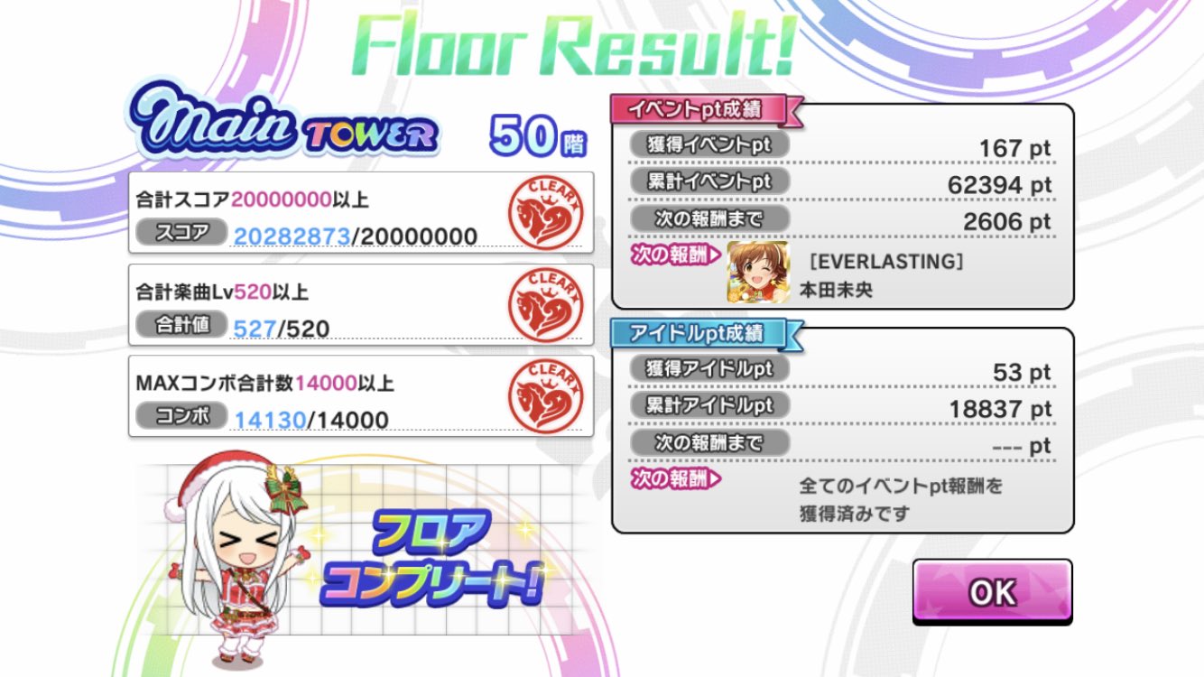 アヤアヤ がんばりました 後半はホントに1階層につき1時間以上かかるし スタドリ消費が何よりやばい Ex階の攻略はマイスタイルアイドルの本格的な使い方を決めてからとして つぎは聖さん 果たして2人目登頂いけるかな デレステ Liveinfinity