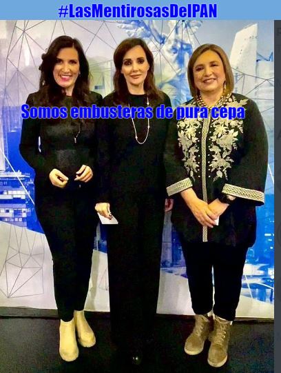 Juan_Suaed's tweet photo. #LasMentirosasDelPAN. Tres de las calumniadoras profesionales que militan en @AccionNacional que gastan fortunas en propaganda negra contra México y los mexicanos: @kenialopezr @LillyTellez @XochitlGalvez. #OposicionMiserableYMezquina https://t.co/0XDCbb9IX3