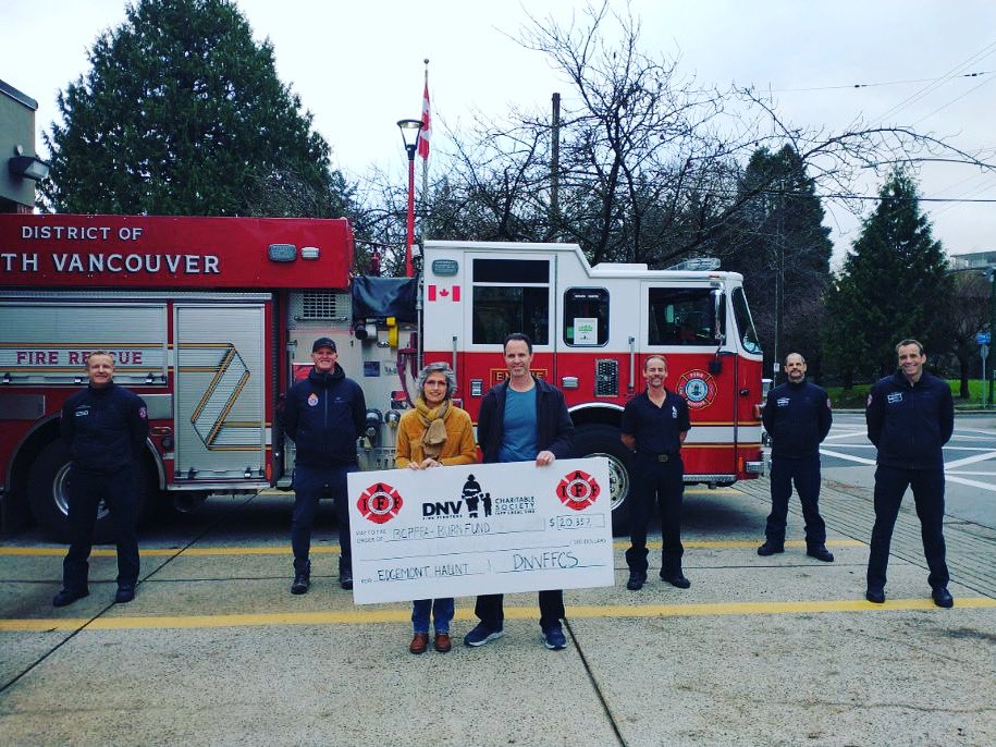 dnvfirecharity's tweet photo. Wow!!! , Frank and Jodie raised $15,357 at the Edgemont haunt, we bumped it by $5,000 to give a huge $20,357 to BC professional firefighters burn fund. @EdgemontHaunt @burnfund #dnvfirecharity #northvanstrong https://t.co/PXPZ0fvK3p