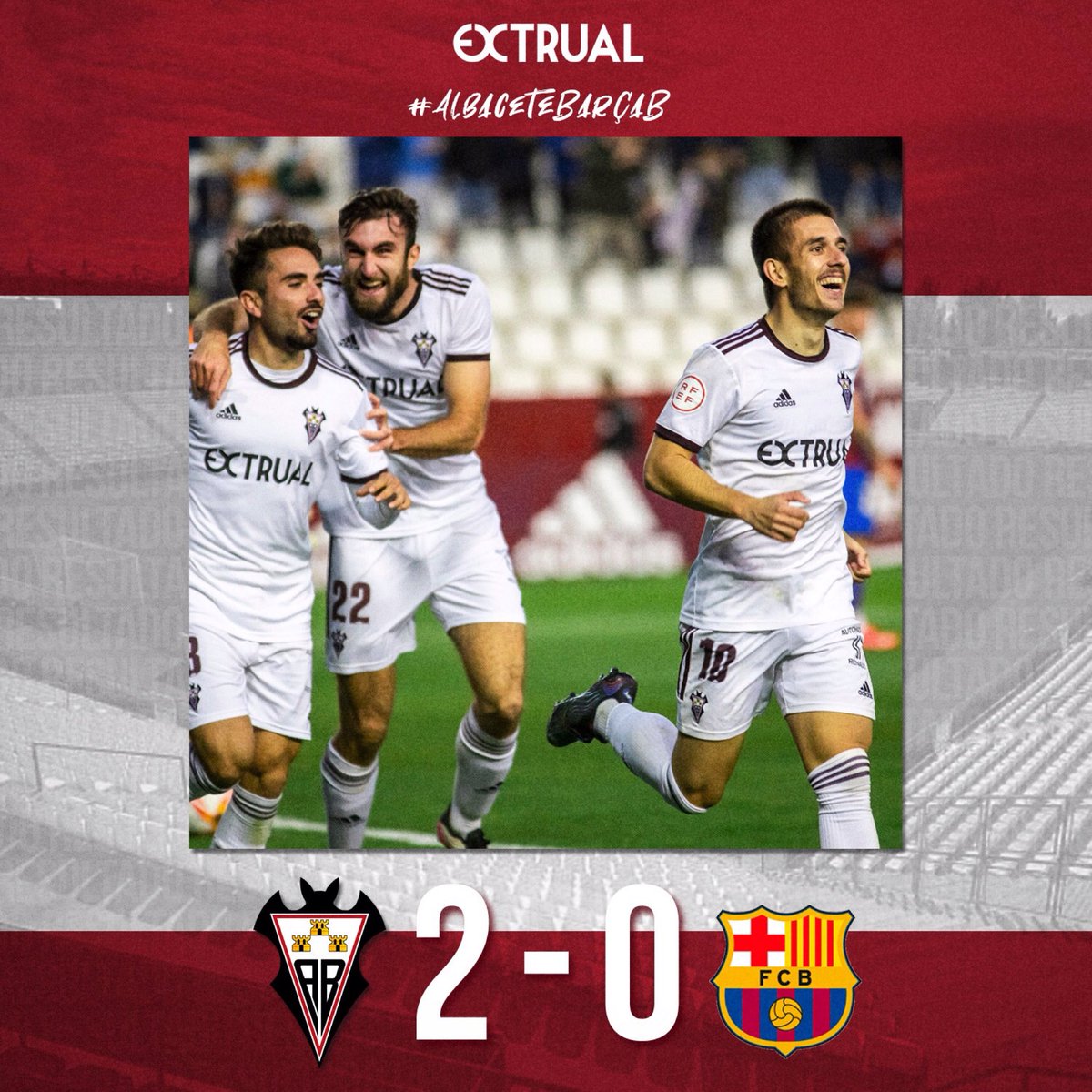 AlbaceteBPSAD's tweet photo. ➕ 3 | ʟᴀ ʀᴇꜱᴘᴜᴇꜱᴛᴀ

El Alba responde a la dolorosa derrota sufrida hace una semana con una contundente victoria ante un rival en racha y que no lo puso nada fácil. 

@MFuster10 con dos goles firmó una trabajada y brillante victoria.

¡A por ➕! 👣👣👣

#AlbaceteBarçaB https://t.co/pMo292XWhR