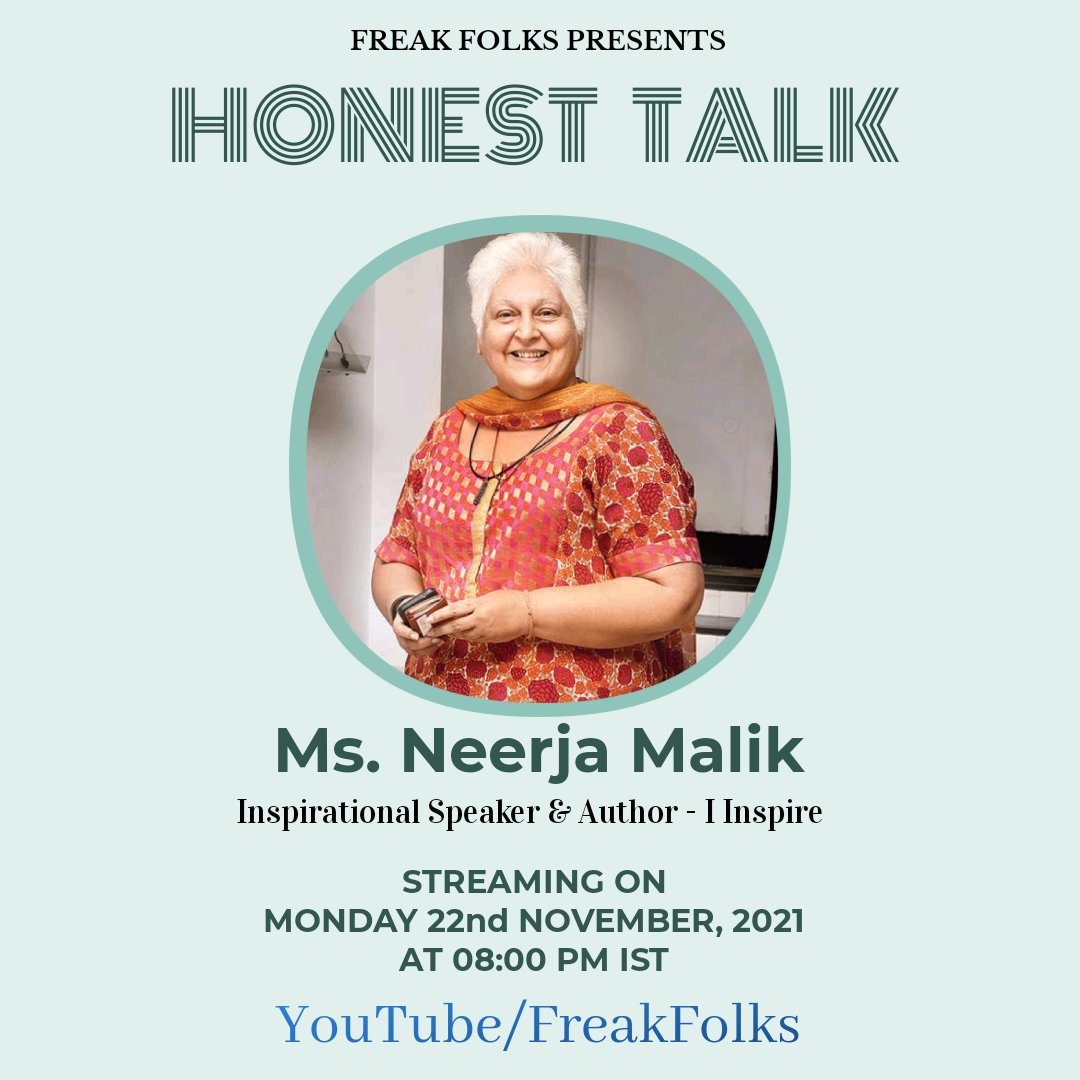 freakfolksindia's tweet photo. #FreakFolks #HonestTalk #NeerjaMalik #GodIsGreat
#NeerjaMalik #WeAreAllOne #NoMoreTears #FaceItNotFightIt #NatureWorshiper #PinkAmbassador #NeerjaMalikOfficial #InspirationalSpeaker #IfICanDoItSoCanYou #AuthorIInspireMyStory #Passion #Hope #Life #God #Joy #Positivity #Belief https://t.co/KFw62piWbe
