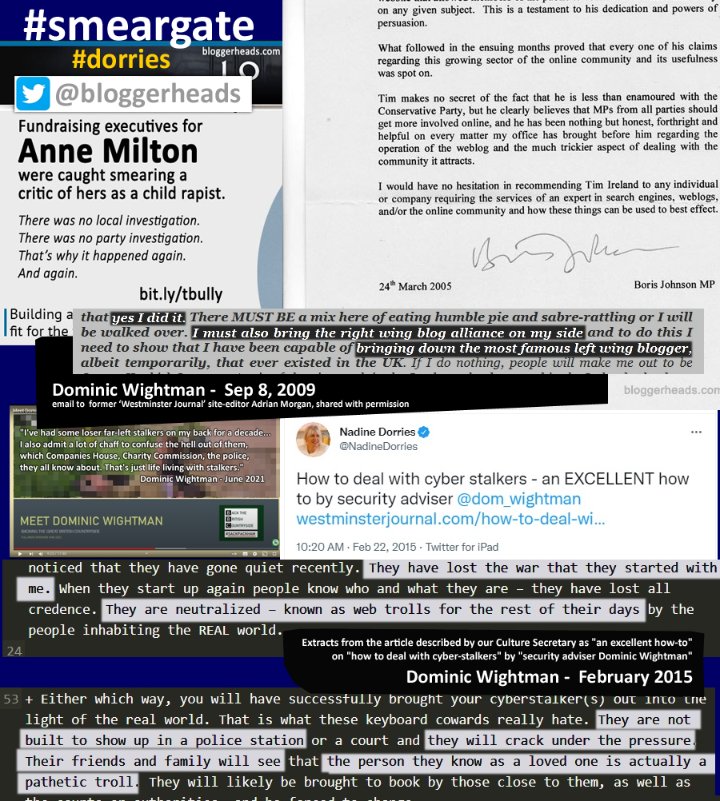 bloggerheads's tweet photo. I tried.
All it takes is ONE LOOK at #smeargate to see what a dangerous liar the Culture Secretary is. Police/courts have failed me. If Boris Johnson will not hear me, he will hear from his MPs (who will HATE this next bit), THEN we will talk.
Monday: #OperationJericho
#dorries https://t.co/55loWQZH2I