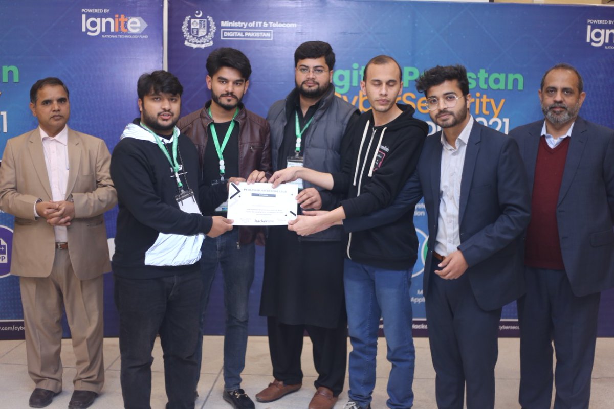 IgniteNTF's tweet photo. Thanks to @Hacker0x01 for giving certificates &amp; learning opportunity to the winners of Digital Pakistan Cybersecurity Hackathon 2021.

Pakistan's 1st Nationwide Cybersecurity Hackathon powered by @IgniteNTF - Ministry of IT &amp; Telecom.

#CyberSecurityHackathon2021 https://t.co/bYRHuatgfw