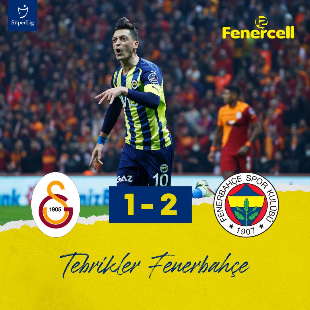 Maç Sonucu: Galatasaray 1 - 2 Fenerbahçe

Tebrikler #Fenerbahçe! 💪💛💙