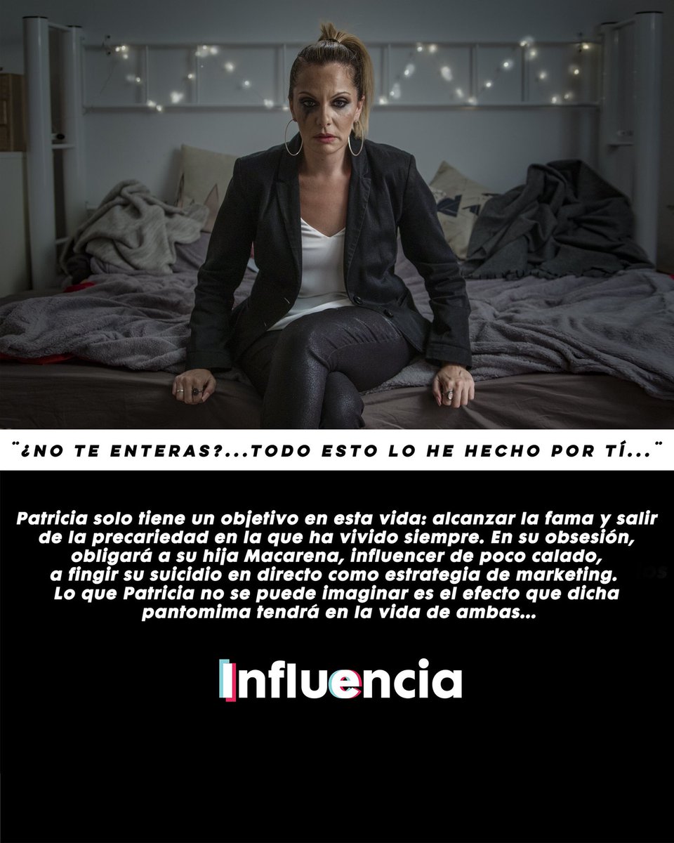 Patricia Camacho, una madre obsesionada con salir de la precariedad a través de su hija Macarena, una Influencer de poco calado que fingirá su suicidio en Streaming como estrategia de Marketing. Hasta dónde somos capaces de llegar a veces? #crowdfunding  indiegogo.com/projects/influ…
