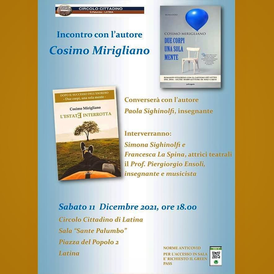 cosimimiriglian's tweet photo. Miei cari lettori e lettrici che mi seguite sempre con tanta gioia e affetto e leggete i miei romanzi con grande piacere e curiosità, finalmente posso mettervi al corrente di un bellissimo e tanto atteso appuntamento che mi vedrà visitare l'accogliente città di Latina... https://t.co/rPCZqJGYeU