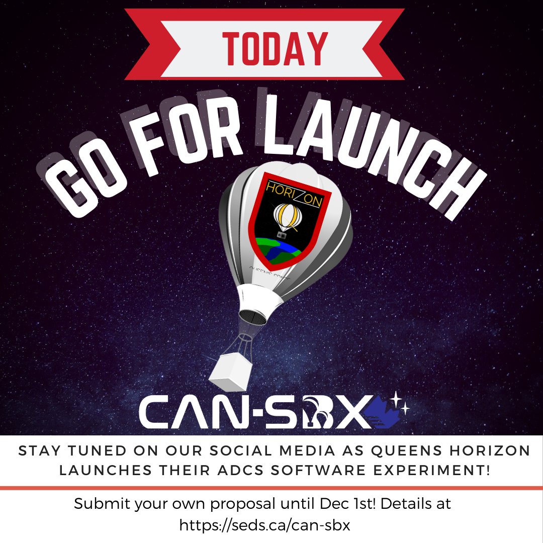 sedscanada's tweet photo. Today is launch day for team @QueenSpcEngTeam to test a low-cost and lightweight attitude determination system as part of the #CANSBX competition. Follow along on our social media this weekend as CAN-SBX teams launch their stratospheric balloon experiments with the @csa_asc! https://t.co/24o6xqgCKv