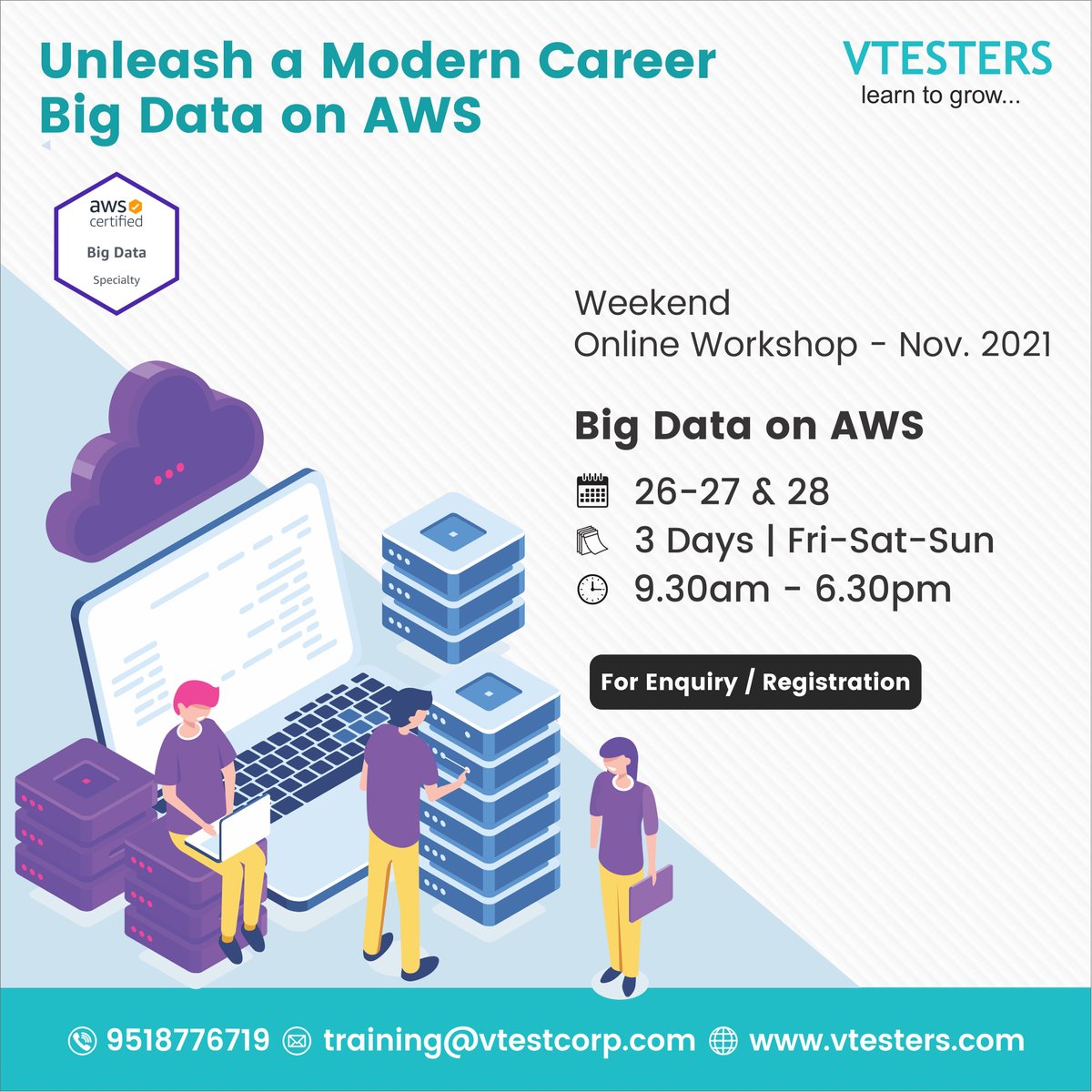 VTESTERS1's tweet photo. Through this AWS Big Data training, you will be able to clear the AWS Certified Data Analytics - Specialty exam, DAS-C01.

#AWS #Bigdata #BigdataonAWS #awscloud  #corporatetraining #openworkshops #eltp #training #learninganddevelopment #itindustry #punejobs #vtesters #learntogrow https://t.co/WexnrhcZrc