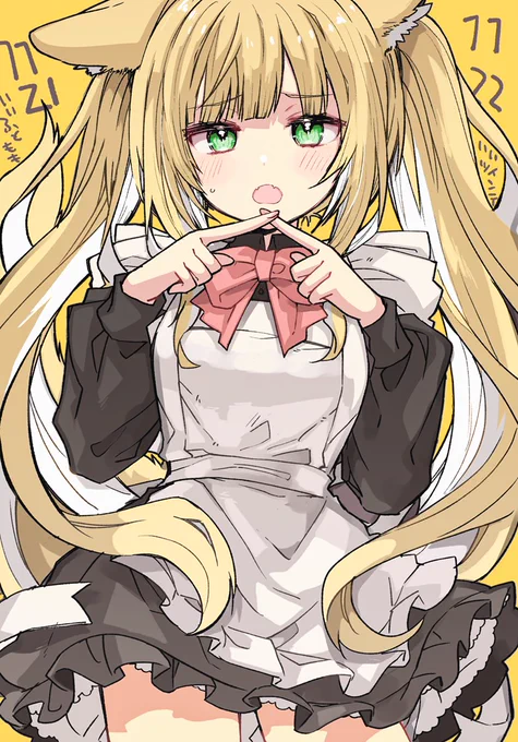 どっちも描きたかったふわふわケモミミメイドチャン
#いい太ももの日 #いいツインテールの日 