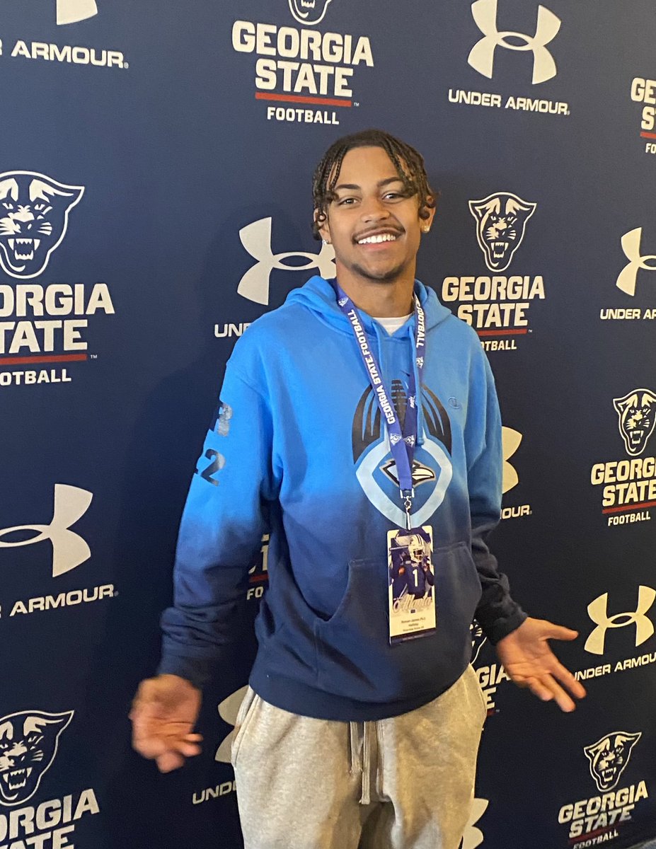 HollidayRj's tweet photo. Had a great time at the @GeorgiaStateFB game! Thanks for the invite and the hospitality Coach @darius_eubanks. Really like what the Panthers are all about. 
@RodCoaching https://t.co/BK2mZKv8mb