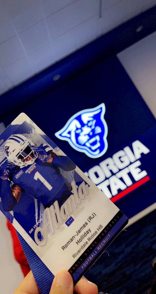 HollidayRj's tweet photo. Had a great time at the @GeorgiaStateFB game! Thanks for the invite and the hospitality Coach @darius_eubanks. Really like what the Panthers are all about. 
@RodCoaching https://t.co/BK2mZKv8mb