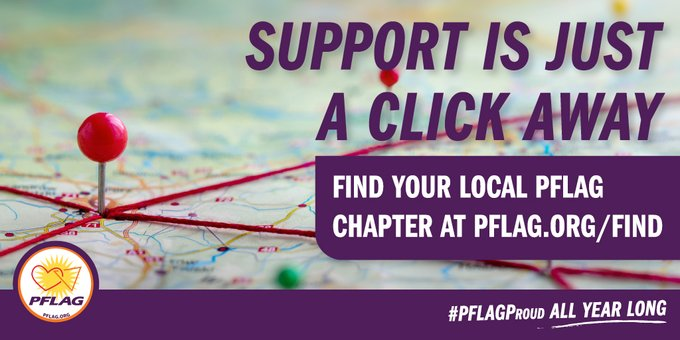 With nearly 400 chapters and 250,000 members and supporters crossing multiple generations of families in major urban centers, small cities, and rural areas across America, finding support through your local chapter is just a click away: pflag.org/find 🧡🌈