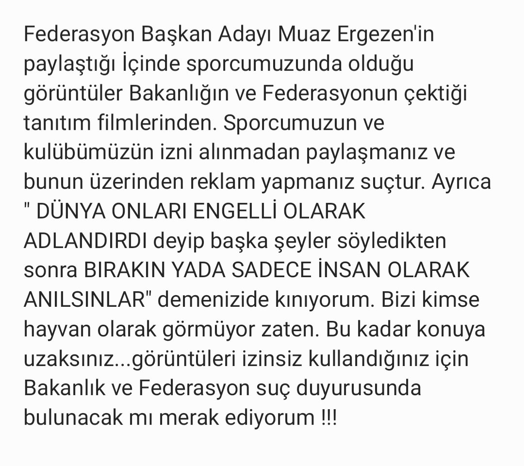 fatmasah's tweet photo. @tbesforgtr Başkan Adayı @muazergezen in paylaştığı içinde sporcumuzunda olduğu görüntüler Bakanlığın ve Federasyonun çektiği tanıtım filmlerinden.İzin alınmadan paylaşması ile ilgili 
Açıklamam fotoğrafta
@hamzayerlikaya
@hasandogan
@kasapoglu
@RTErdogan https://t.co/gMLuPcgfwb