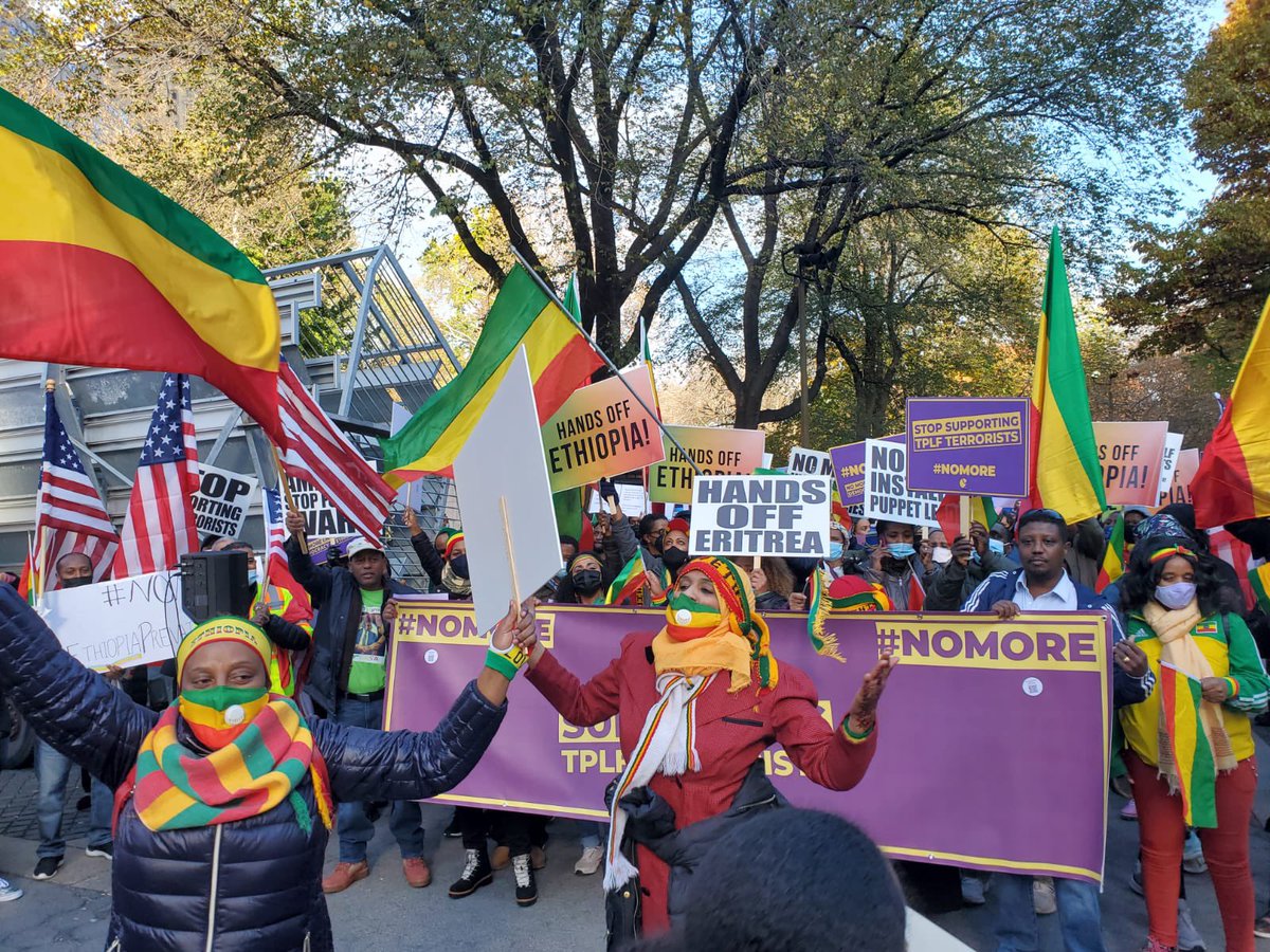 HermelaTV's tweet photo. NEW YORK CITY - Bundled up and singing chants of freedom. “Hands off Ethiopia! Hands off Eritrea! Stop supporting TPLF terrorists!” #NoMore https://t.co/oiD39UIYkE
