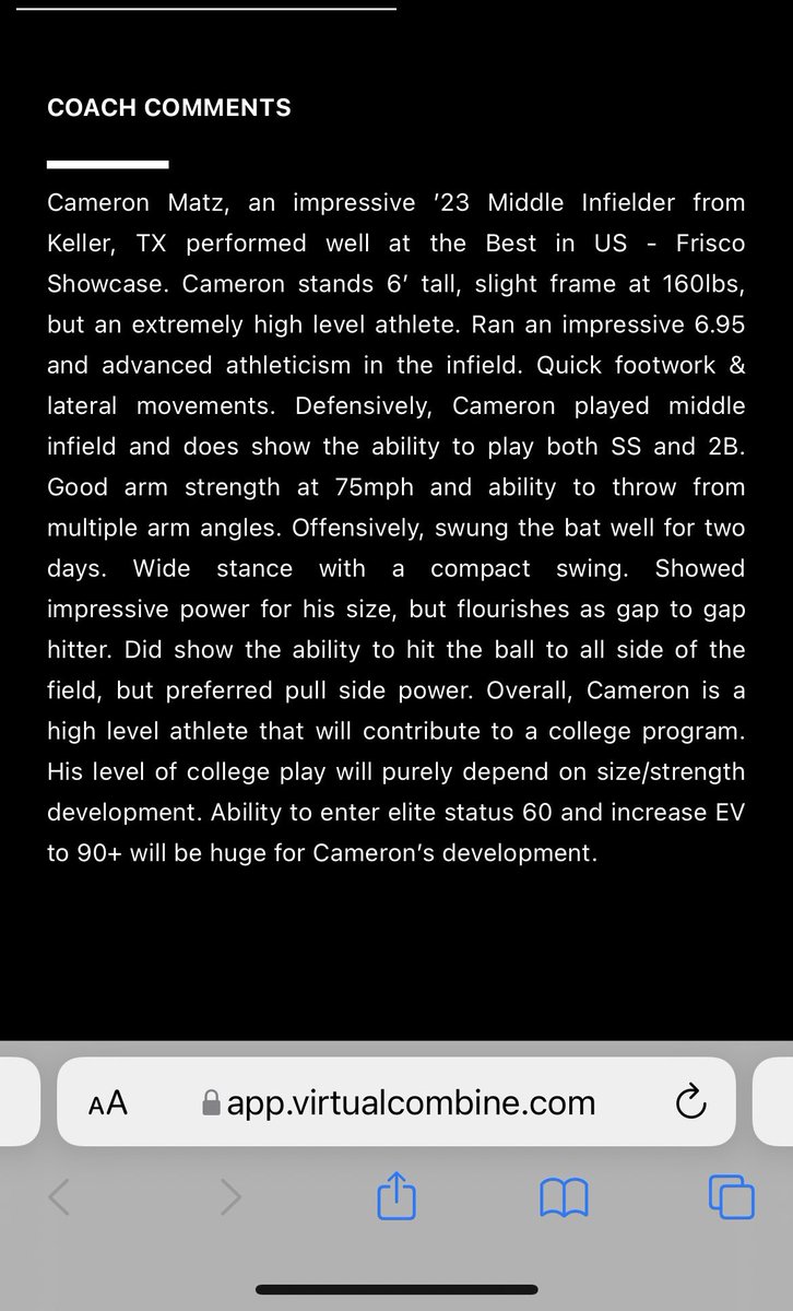 CameronMatz5's tweet photo. Thank you @BUSShowcase for the coach evaluation at the Dallas showcase in Frisco Texas. It was a great experience. https://t.co/PpKelA9sFd