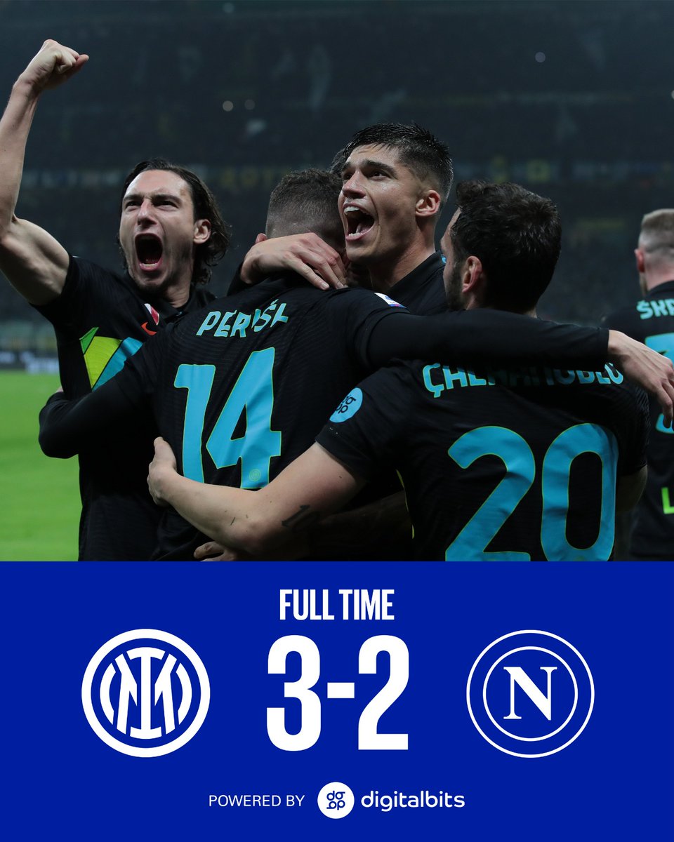 Inter's tweet photo. ⏯️ | TRIPLICE FISCHIO

É FINITA!!!!! 🔥🔥
I nerazzurri vincono a San Siro 🖤💙

@DigitalBitsOrg 
#ForzaInter #InterNapoli https://t.co/NcnGpMAvWx