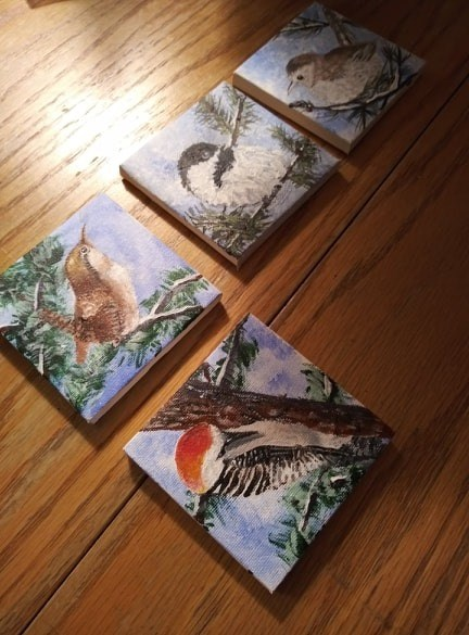artbyskym's tweet image. "Feathered Friends" WIP 
(Client ordered 40🥰 I made extra they are so fun!)
3" x 3" Acrylic/Canvas
#Placecard #Ornaments #Art #SecretSantaGift #HomeDecor #EndlessIdeas