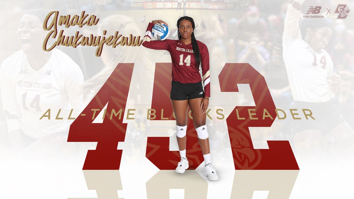BC_Volleyball's tweet photo. 𝙍𝙀𝘾𝙊𝙍𝘿 𝘽𝙍𝙀𝘼𝙆𝙀𝙍
Fourth block of the day for @amakjc and she is now the #BCVB🏐 all-time blocks leader! https://t.co/xmgqv3b1CS