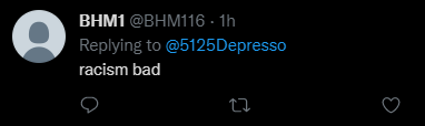 5125Depresso's tweet photo. I have another update to the whole BHM1 is racist controvery. BHM1 replied to my tweet saying racism is bad. Clearly he does not mean this because he has left Dedsw1n3 as a game tester and contributor for the game TDG.This means he is still a supporter of the racist community 1/2 https://t.co/D8maNjfwvP