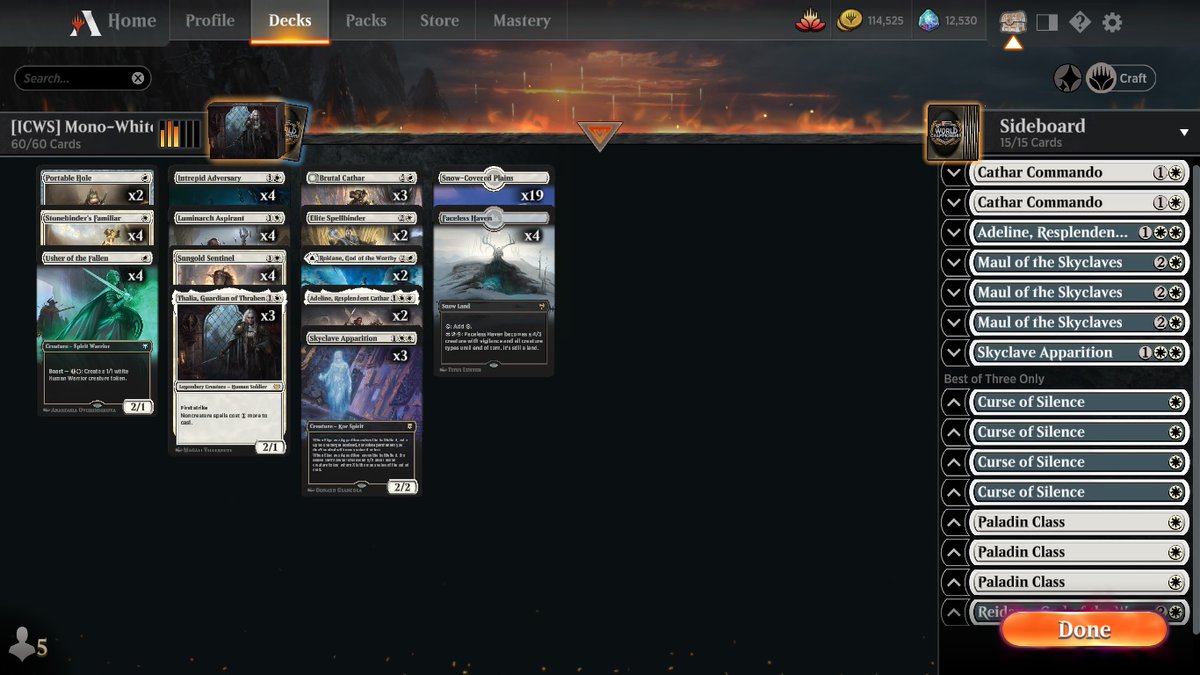 Ausi1983's tweet photo. #MTGArena #StandardMetagameChallenge 

6-0 into 6-1 with Mono-White Aggro. 
Was 6-0 with all game won for 2-0. 
Then i decide to lost 1-2 and waste away 1k gold and 10 Crimson Vow Booster.
Not a 7-0 but still pretty acceptable XD

@fireshoes @mtgazone https://t.co/uiuEJaU7WZ
