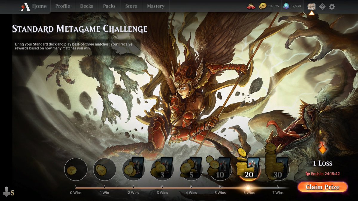 Ausi1983's tweet photo. #MTGArena #StandardMetagameChallenge 

6-0 into 6-1 with Mono-White Aggro. 
Was 6-0 with all game won for 2-0. 
Then i decide to lost 1-2 and waste away 1k gold and 10 Crimson Vow Booster.
Not a 7-0 but still pretty acceptable XD

@fireshoes @mtgazone https://t.co/uiuEJaU7WZ