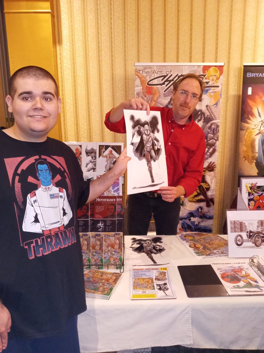 starwarsbrock's tweet photo. I had the opportunity to meet artist #ChrisRing at #ScrantonComicCon. He autographed an incredible drawing of #TheMandalorian  #ThisIsTheWay https://t.co/B2OqaUGLDG