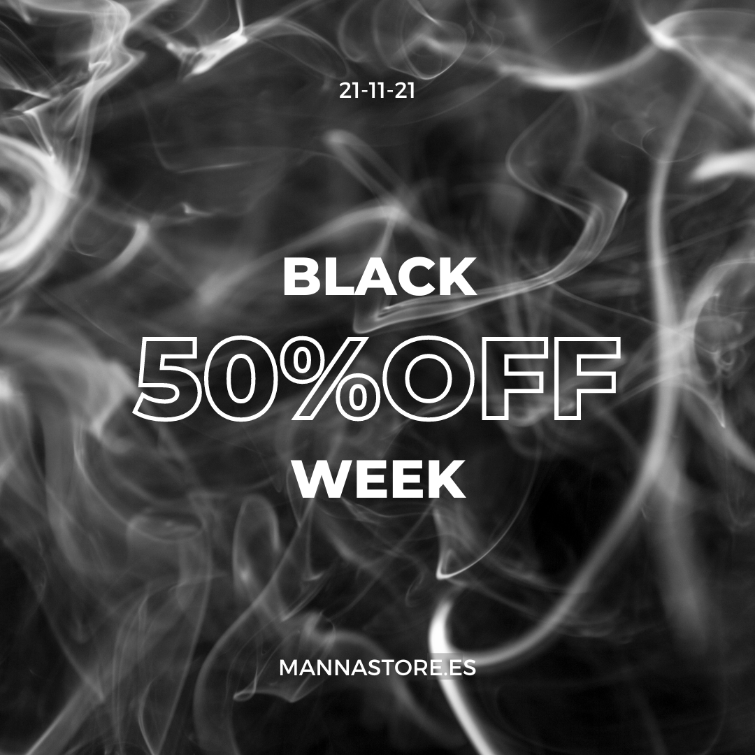⚫¡Ya está aquí la BLACK WEEK!⚫⁠
⁠
🛒 Llena tu carrito y aprovecha el 50% de descuento en TODOS nuestros productos🤑⁠
⁠
Y recuerda, para pedidos superiores a 50€ el envío es GRATIS! 🙊⁠

🌐mannastore.es