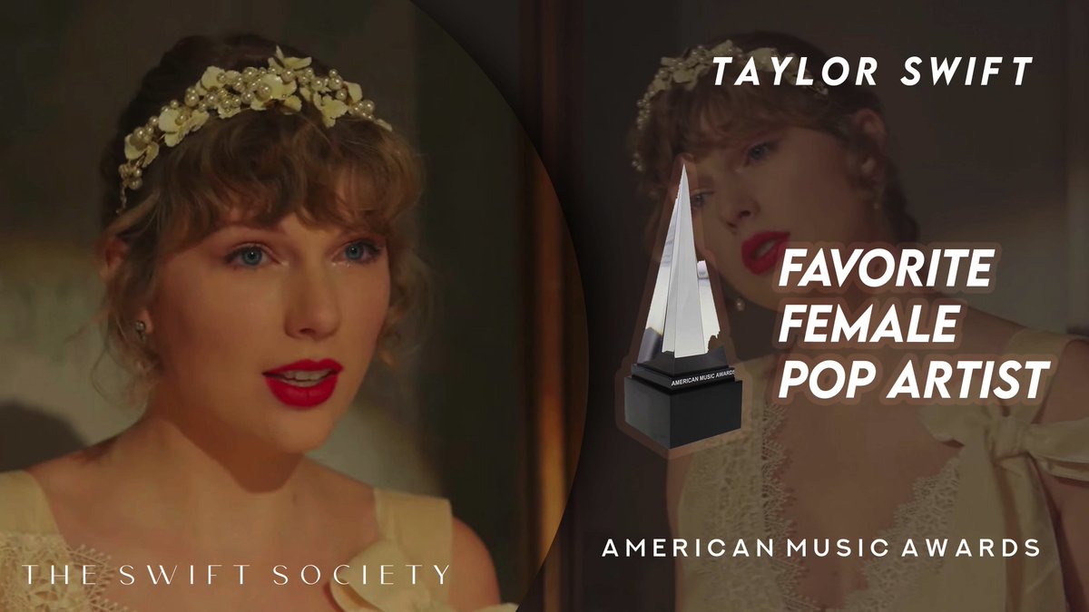 TheSwiftSociety's tweet photo. 👑| @TaylorSwift13 has won "Favorite Female Pop Artist" at the #AMAs

— She extends her record as the Most Awarded Artist! (33) https://t.co/NR1XWjykGY