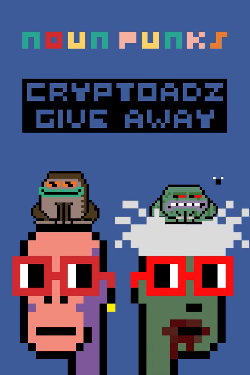 NounPunks's tweet photo. Minting is live on our website!

We'll be giving aways 2 #cryptoadzNFT 

Winners will be announced halfway through mint and after sell-out

For a chance to win a #CrypToadz 
Follow, like and retweet
Tag 3 frens

#NFTGiveaway #NFTs #cryptopunks #MAYC  #BAYC #pixelart https://t.co/4udGwx1fbh