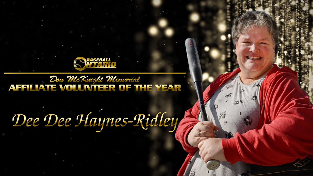 BaseballOntario's tweet photo. Congratulations to our 2021 Don McKnight Memorial Awards for Affiliate Volunteer of the Year for COBA, Dee Dee Haynes-Ridley, your loss is keenly felt across baseball in Ontario https://t.co/Ag3g5k43jt