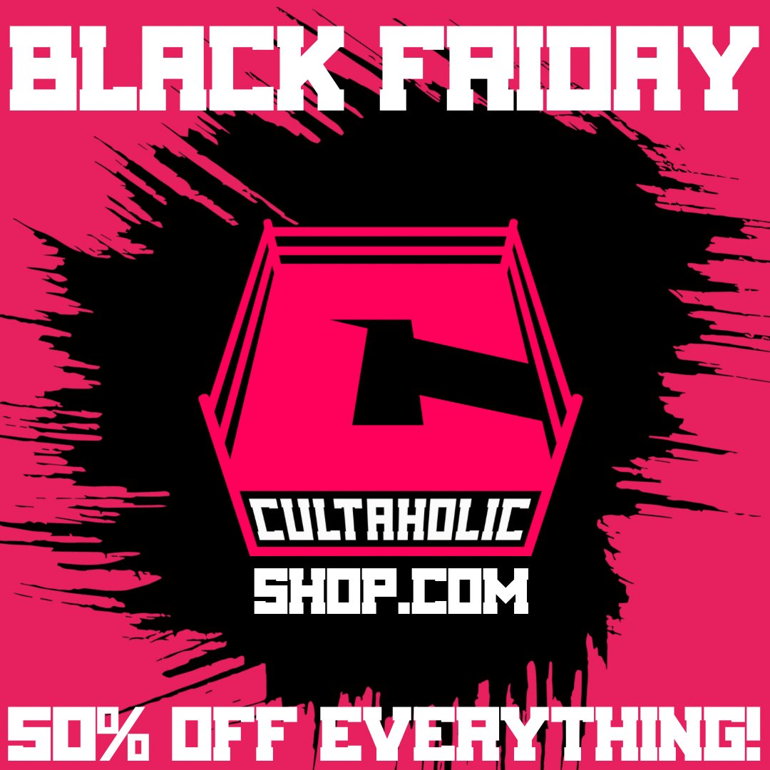 CultaholicShop's tweet photo. Our Black Friday sale is LIVE.

Get 50% off EVERYTHING at https://t.co/OvTnjbfXNn

No code needed, we’ll automatically add your discount at checkout. https://t.co/9RxZDe5xsR