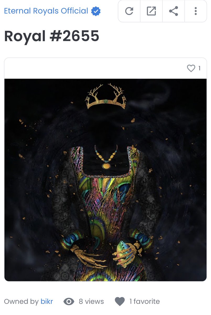 bikr's tweet photo. What??? Super stoked on my new @EternalRoyals_ official!! Thanks to the crew there and to @NiftyCastle for the giveaway!!! #heckathon #finallylucky #hashtagsftw #wagmi https://t.co/w82yCGkhPd