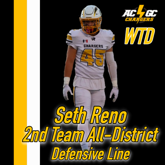 2nd Team All-District D-Line - Seth Reno

Seth finished the year with 30 tackles &amp; 7.5 tackles for loss. He also added 16 carries for 72 yards rushing and a rushing TD on the season. 

Congrats Seth!
