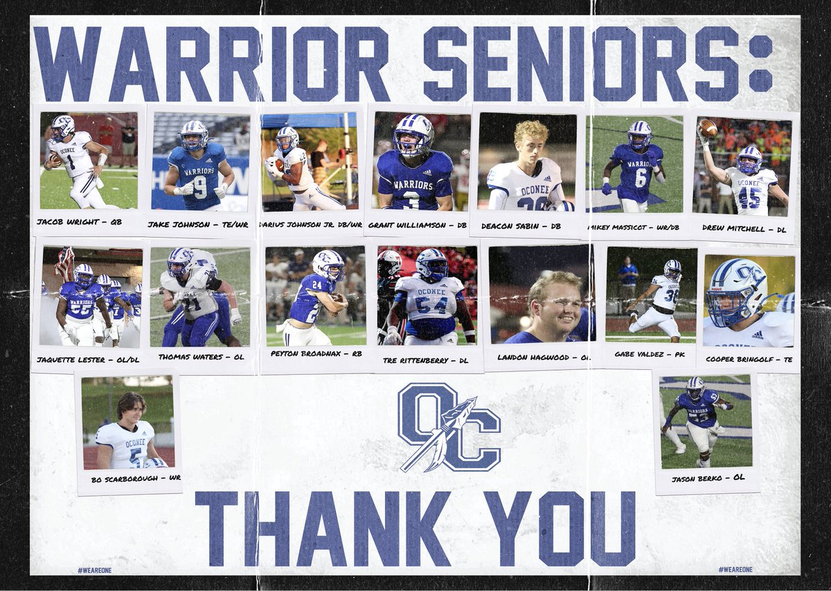 Thank You, Seniors! 
You've left a legacy &amp; set a standard on &amp; off the field. 

44 Wins.
24 Home Wins.
9 Play-off Wins.
.762% Winning Percentage vs Ranked Team. 
3 Seasons w/ 10+ Victories. 
3 Hog Mountain Bowl Victories.
2 Region Championships.
2 State Runner Ups. 
#WeAreONE
