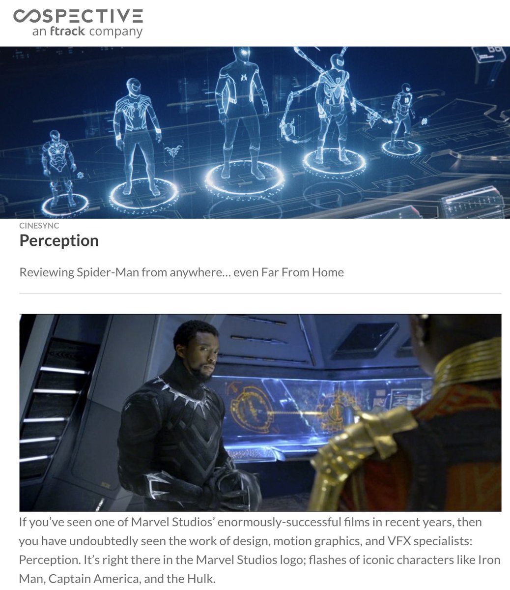 For this #20YearsOfPerception moment, we're going back to exactly two years ago today when <a href="/Cospective/">Cospective</a> published this awesome interview with our team about Perception's contributions to Spider-Man: Far From Home!

Read the full article here: cospective.com/news/perceptio…