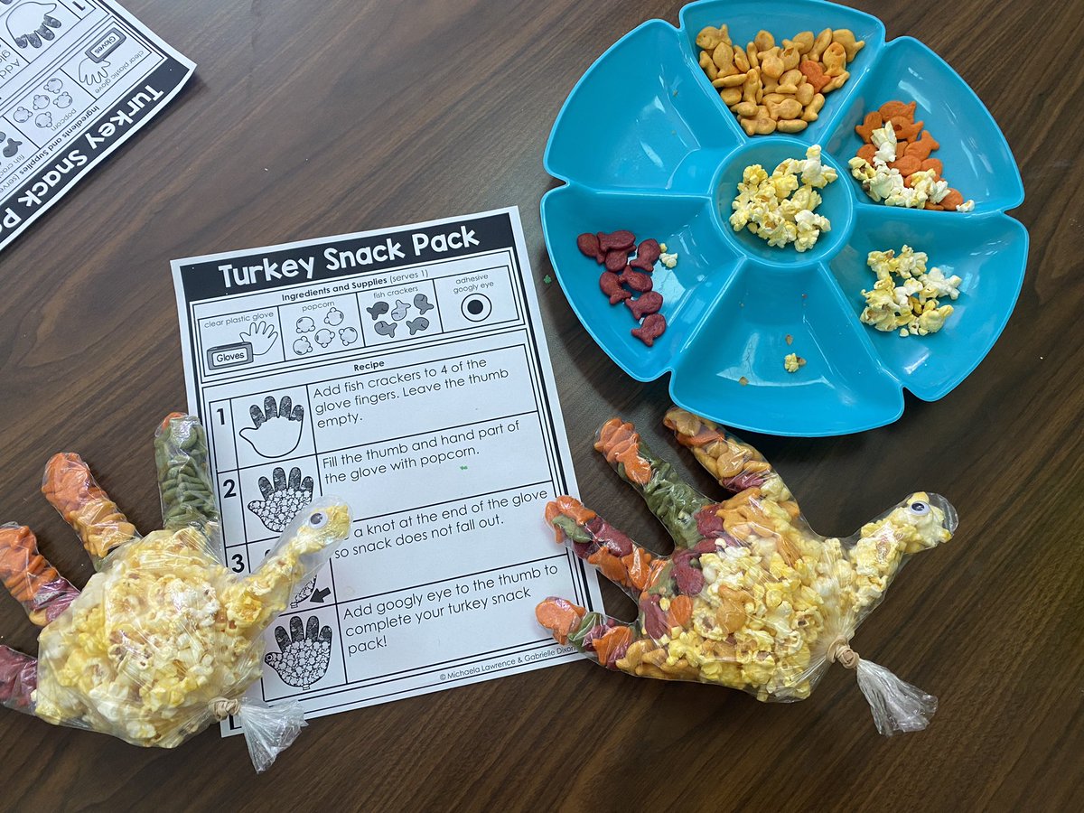 jenna_brown's tweet image. Turkey snack pack from #MFML for the win! The students had so much fun making these. We practiced sorting, filling a recipe, and used our fine motor skills! 🦃 #lifeinALE #langleylobos @NISDSpecialEd @NISDLangleyES @Miss_Guerra12
