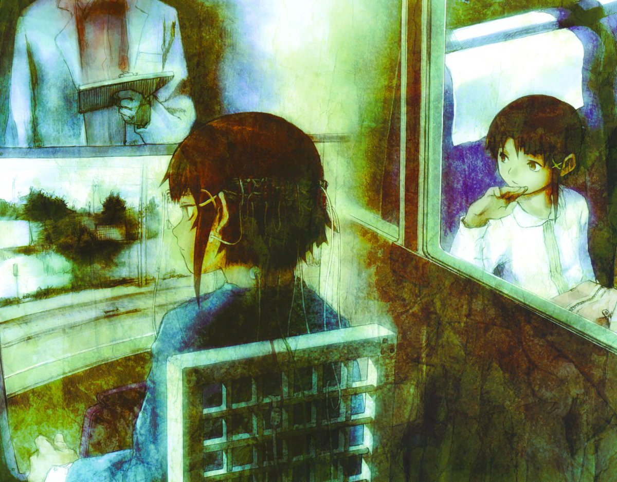 3CC0__'s tweet photo. Serial Experiments Lain Official Illustrations https://t.co/xR08vWOD22