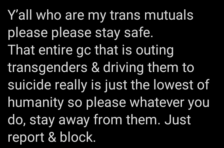 Yeenpaws_'s tweet photo. Trans mutuals please go private there are a bunch of sick minded people on Twitter right now.
Stay safe https://t.co/g5SQZXsTIG