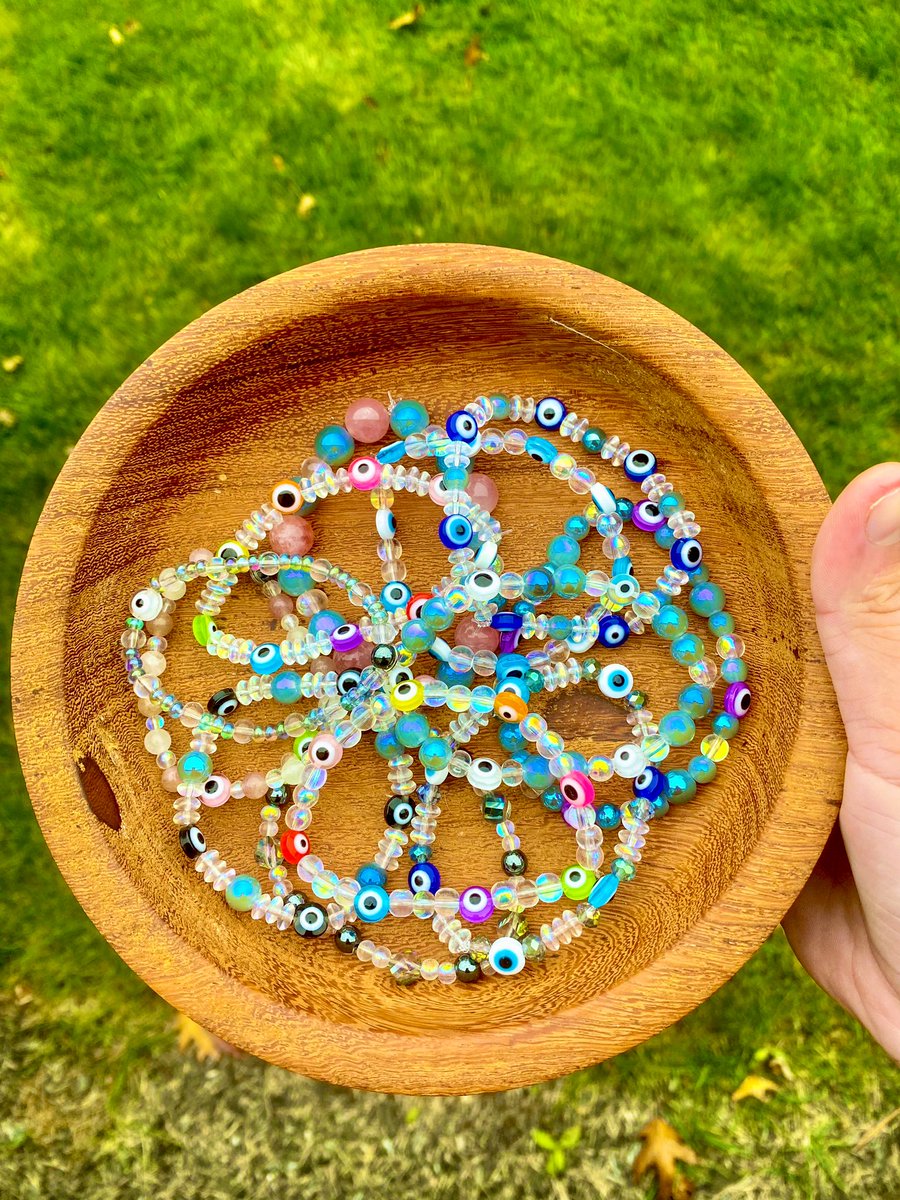 I’ll have a bunch of beaded bracelets available on my site Thursday 🧿✨ 

the first ten orders on my site will receive a free bracelet with their order 🛍❗️