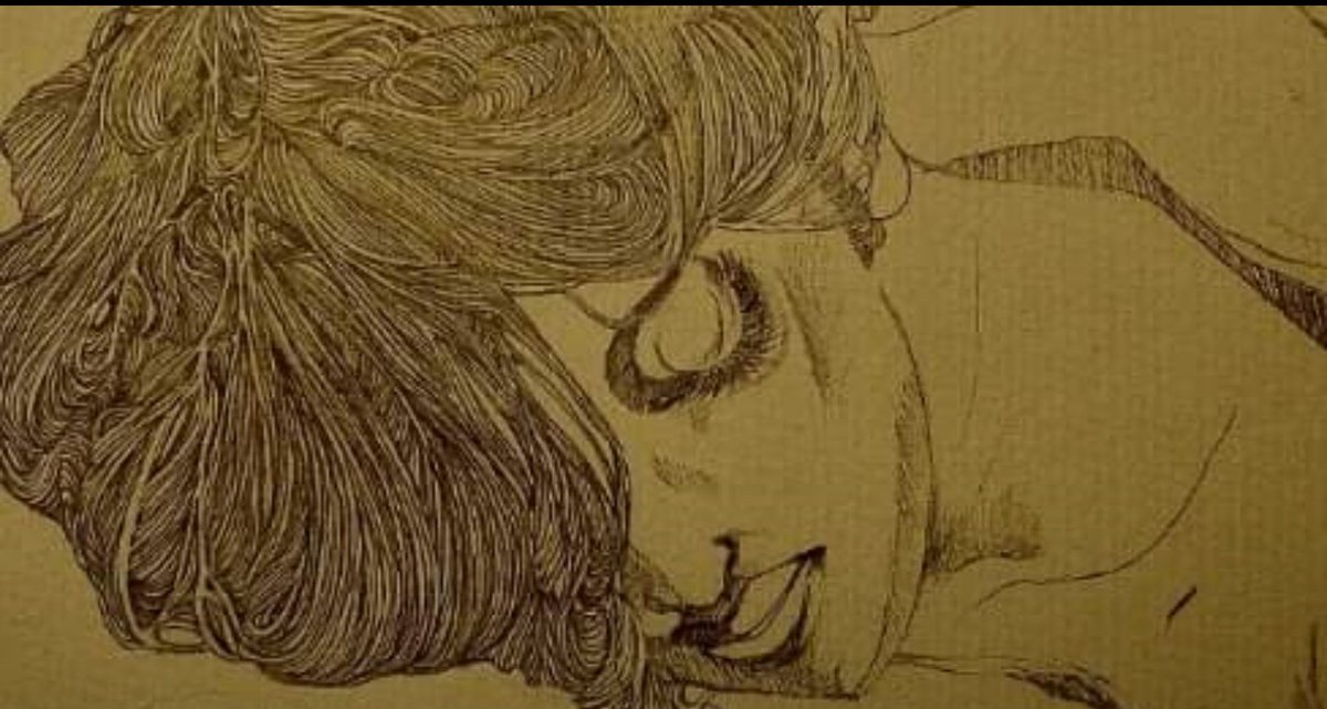 懐かしき10代の頃の絵さん
当時、不眠症の過労だったため
眠ってる女性と絞殺ばかり描いていた #Drawing 