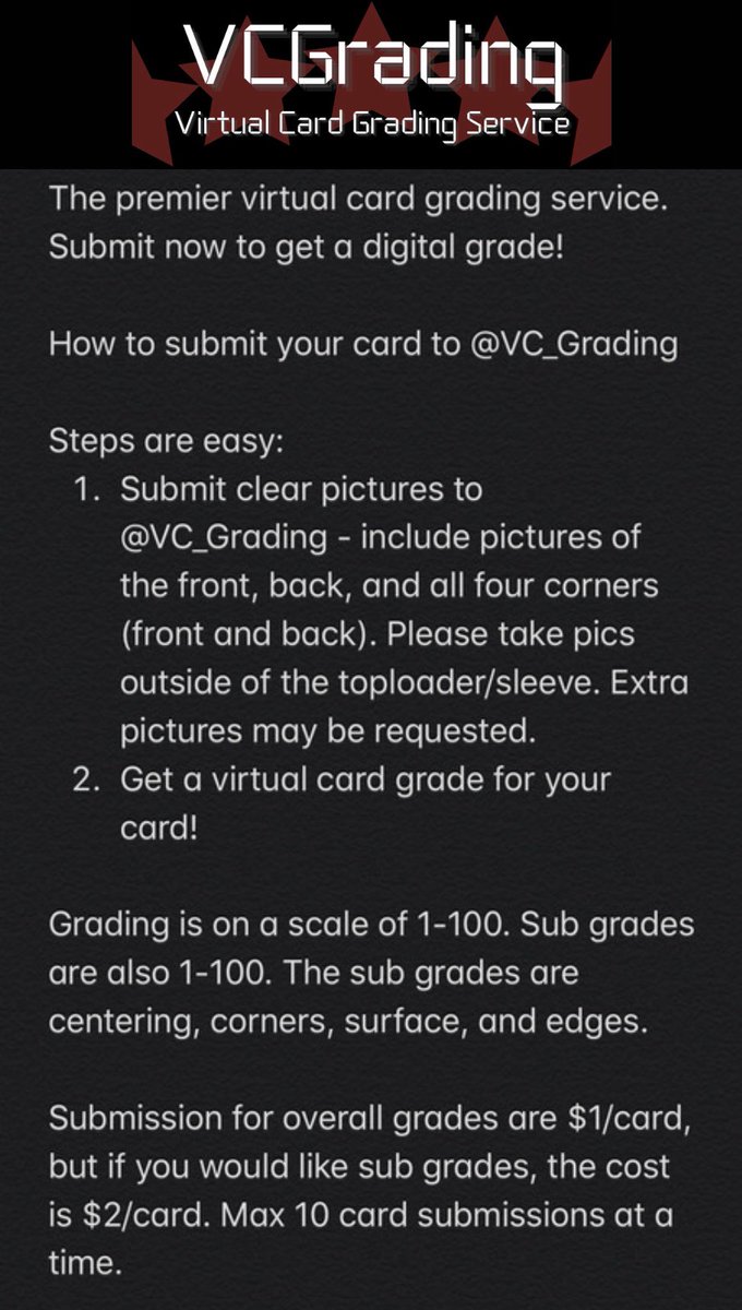 VC_Grading's tweet image. Welcome to VCG! A little more about us below: