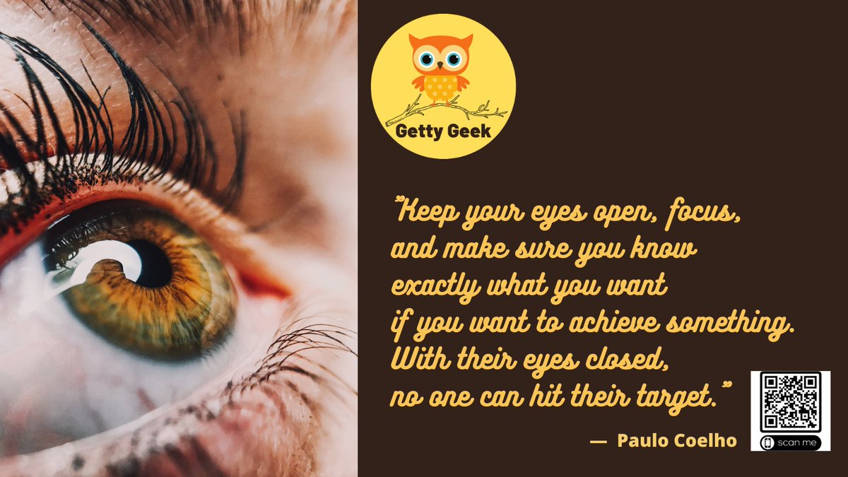 GeraldinePito's tweet photo. "Keep your eyes open, focus, and make sure you know exactly what you want if you want to achieve something. With their eyes closed, no one can hit their target." —  Paulo Coelho
EyesOwlDirect hitHundred points symbol
#eyesopen #focus #achieve #hustlehard #freelancing https://t.co/1JvStBplby