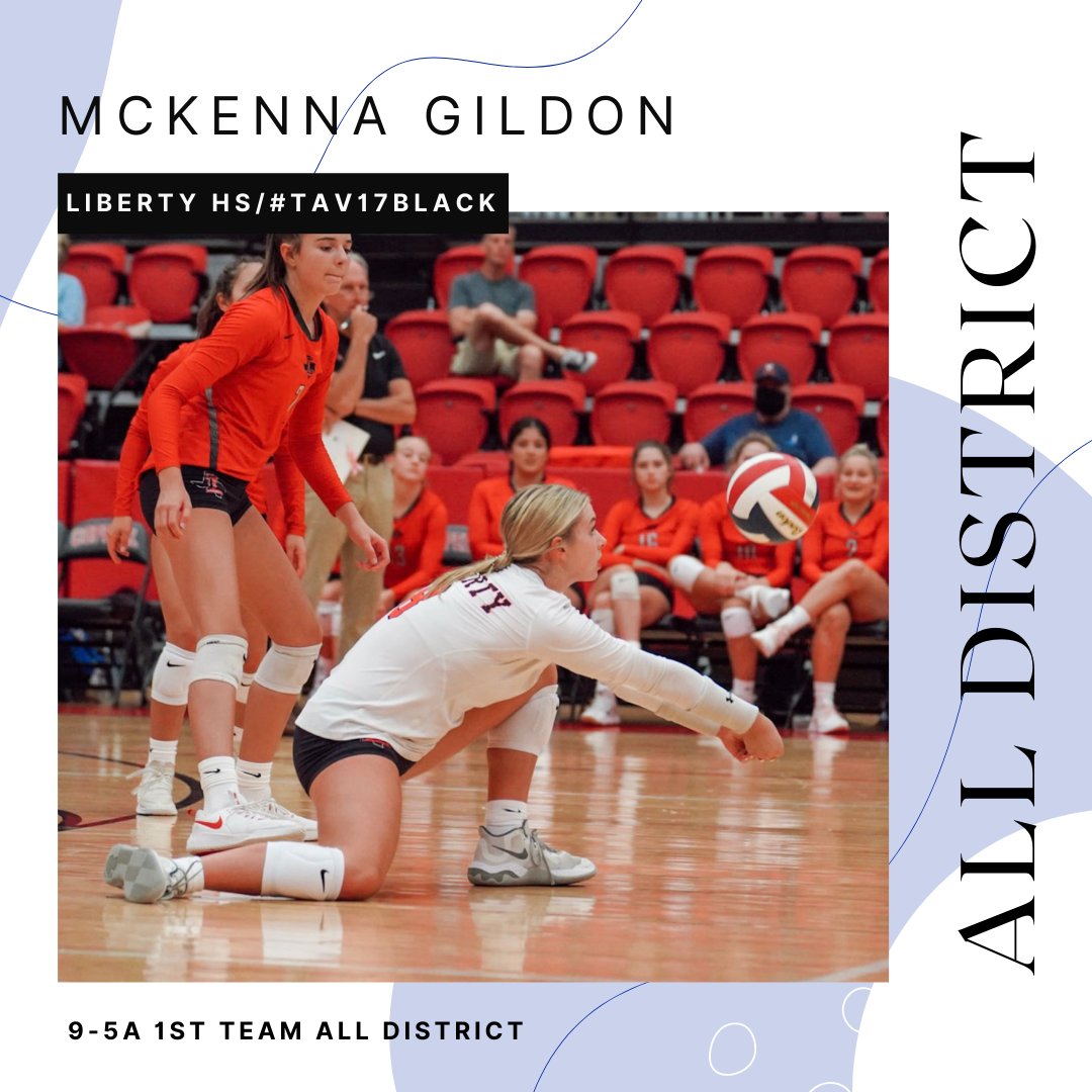 TAVVolleyball's tweet photo. Congrats to #TAV17Black L McKenna Gildon (Liberty HS) for being named to the District 9-5A 1st Team! #GoTAV https://t.co/PnNWYR7Foo