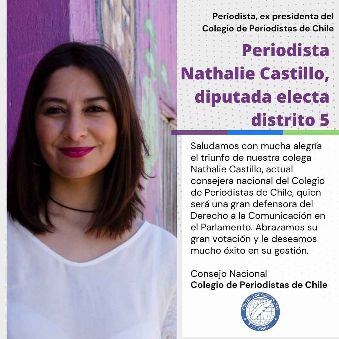 📢 Felicitamos a nuestra Consejera Nacional y ex Presidenta Nacional Nathalie Castillo <a href="/naticastillo_r/">Diputada NatiCastillo💕 #NoADominga 🌱</a>  por su triunfo de hoy. Vamos contigo por #DerechoalaComunicación