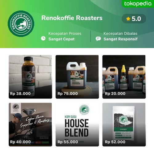 Semakin mudah belanja produk Renokoffie Roasters di Tokopedia. Cek aja, pasti ada yang kamu suka
tokopedia.link/renokoffie