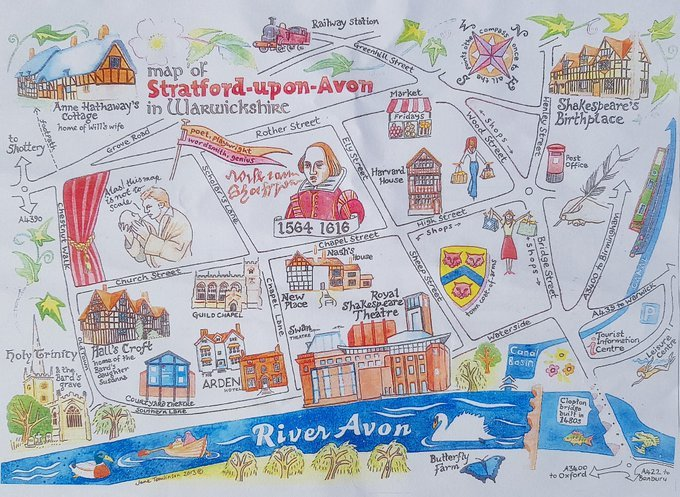 thetravellocker's tweet photo. Postcard of the Day: Wish You Were Here in #StratfordUponAvon #warwickshire @ArdenHotel @KES_Guildhall @TheRSC @stratforward @Loxleys @StratButterfly @StratfordWalks @shakedistillery
 #Christmas2021 #warwickshirebreaks  #ukbreaks https://t.co/QqEbY2j5o5