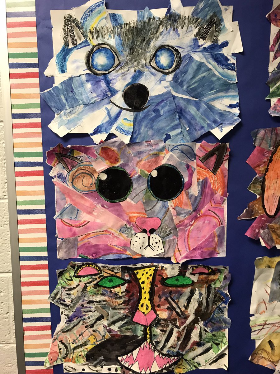 MissWhitsonArt's tweet image. 3rd grade abstract animal collages. @DublinWL @WalledLkSchools