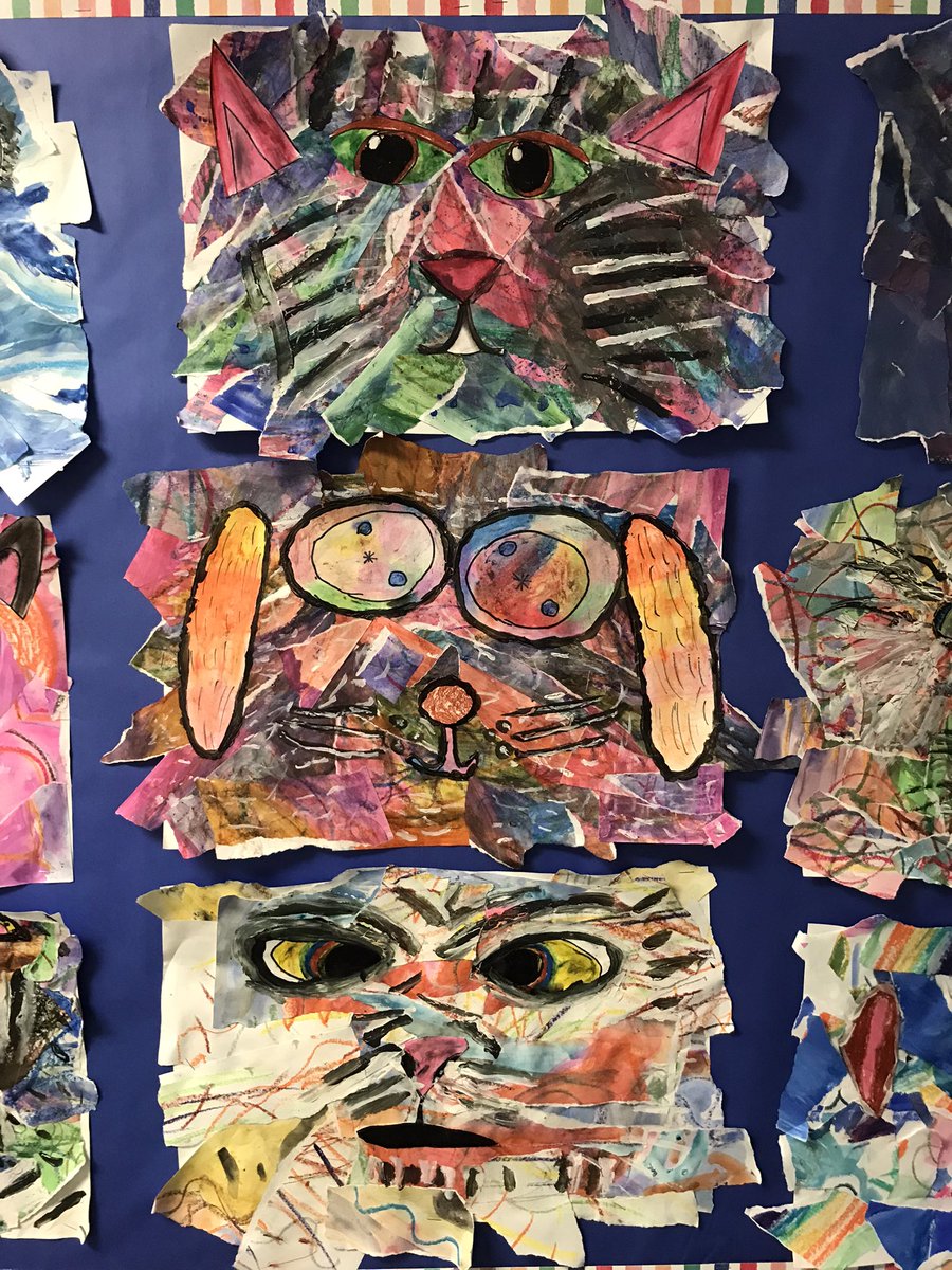 MissWhitsonArt's tweet image. 3rd grade abstract animal collages. @DublinWL @WalledLkSchools