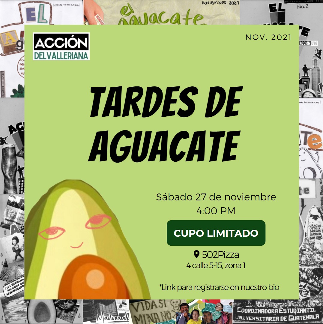 AccionDV's tweet photo. El sábado 27 de noviembre tendremos nuestra primera tarde de aguacate, un espacio para dialogar, debatir, reflexionar y acompañarnos en torno a la nueva edición de nuestra revista, El Aguacate😊 https://t.co/D3exPA8Ejy