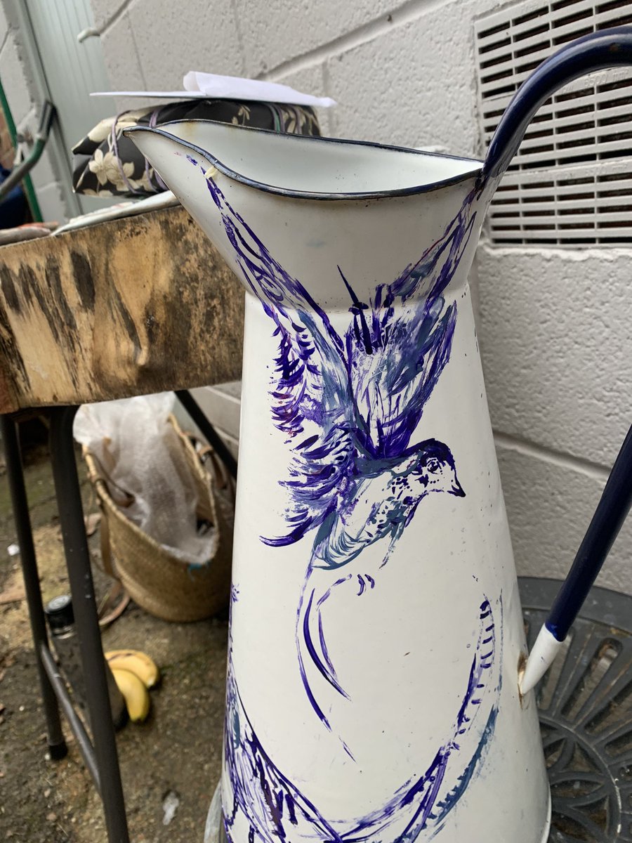 millimcg's tweet photo. Exhibition piece… re-cycle #tin #vase #birds #pheasant https://t.co/Bfo4JC04MW